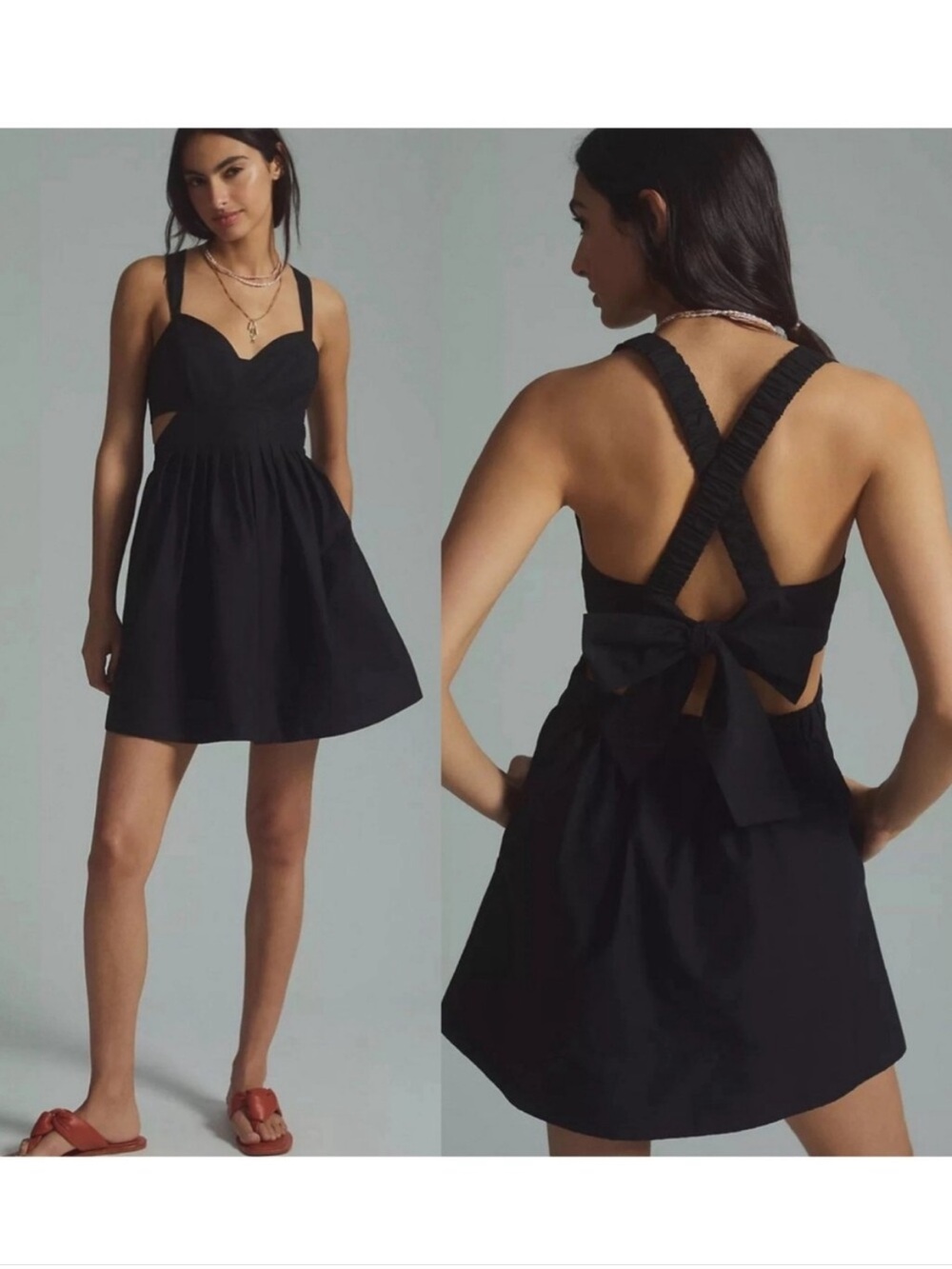 Anthropologie Maeve Mini Dress Open Tie Back - Picture 1 of 3